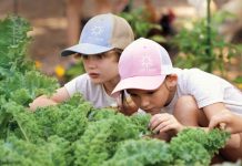 Zander and Evie show that children’s natural curiosity can be harnessed to teach them about nature and food sources. Photo by Steven Martine